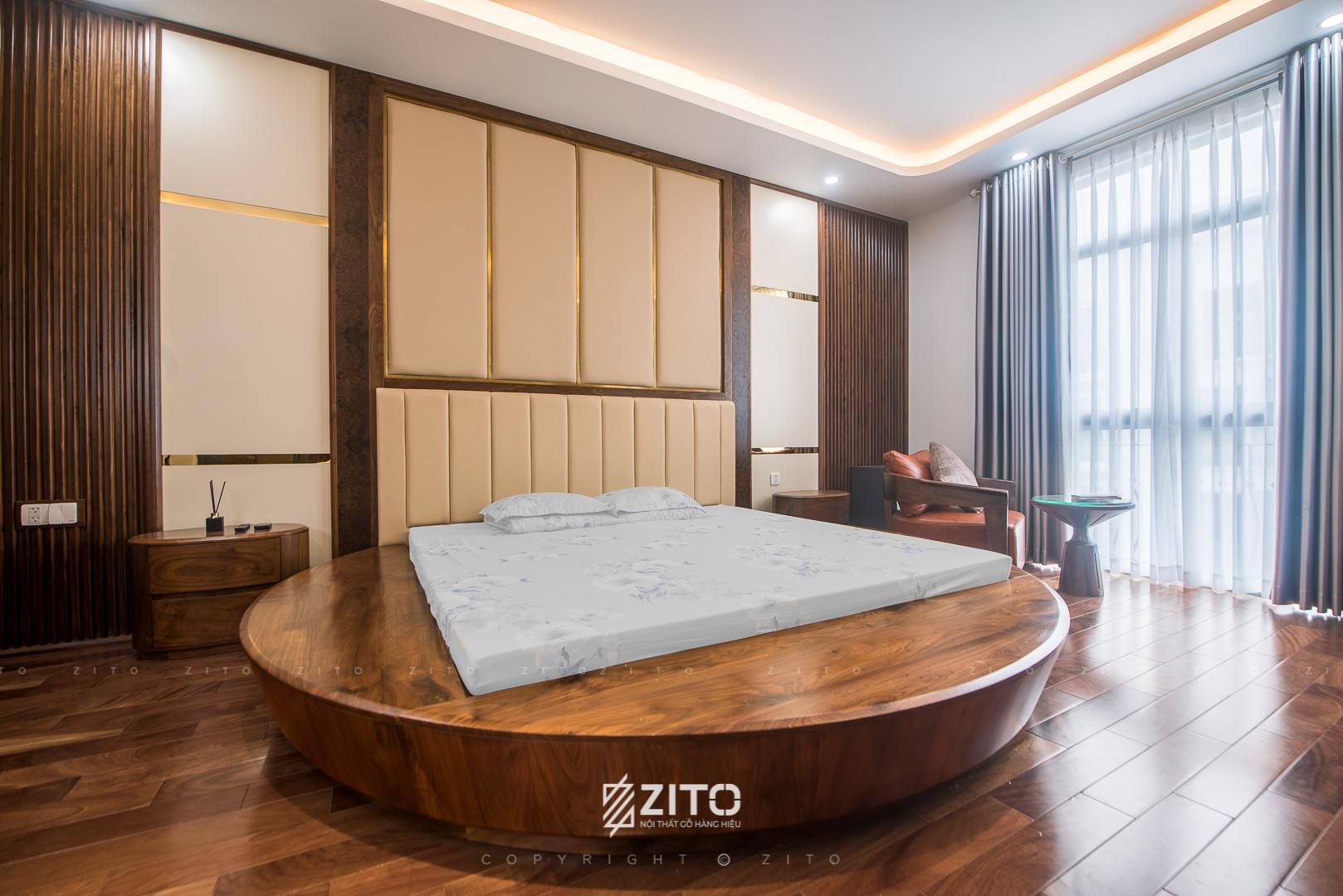giường ngủ tròn gỗ tự nhiên ZA 809